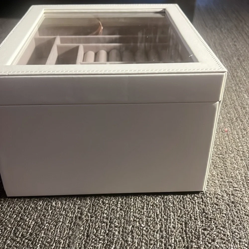 New SONGMICS Jewelry Box with Glass Lid, 3-Layer Jewelry Organizer, 2 Drawers - Picture 5 of 6